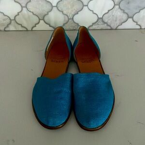 Turquoise flats slip ok sandals genuine leather